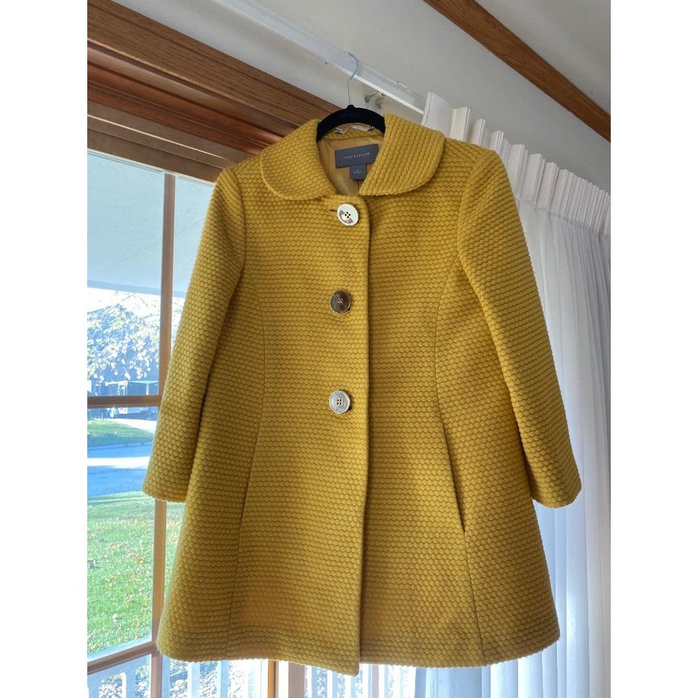 Ann Taylor Yellow Collared Overcoat Sz 2